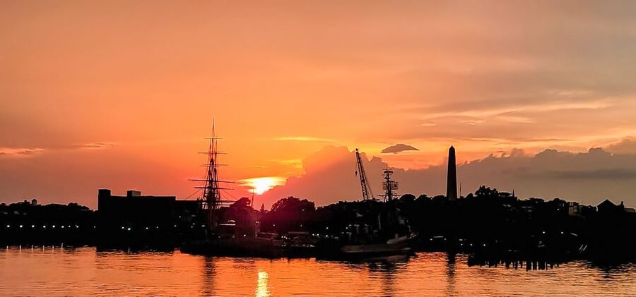 Boston: Boston Harbor Sunset Cruise - USS Constitution from sea level, Old Ironsides moment