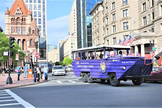 Boston Duck Boat Sightseeing City Tour with Cruise Along Charles River - Back Bay shots: Copley Square area, Newbury Street, and modern Boston