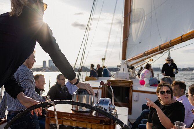 Boston Harbor Sunset Sail Tour - Passing the Seaport District and Fan Pier at Golden Hour