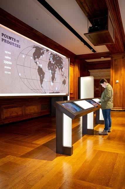 Boston: Mapparium® globe + How Do You See the World?™ - Entering the Mapparium globe in 1935, inside Boston’s three-story stained glass world