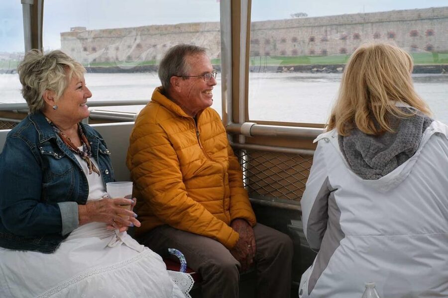 Newport, RI: Lighthouse and Mimosa Cruise - Comfort in changing weather: covered salon vs open deck