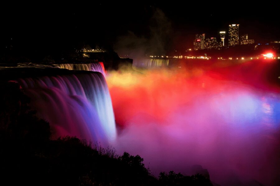 Niagara Falls(US side) 2-Day Trip from Boston - Day 1 night tour: illuminated Niagara Falls, plus a fireworks timing promise (when scheduled)