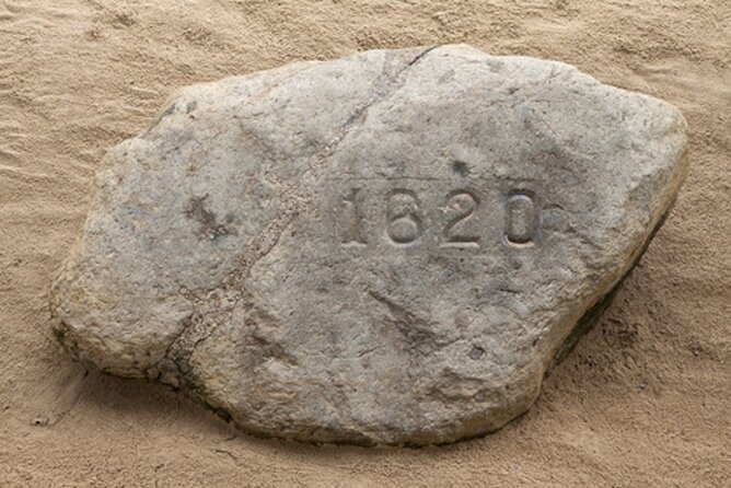 Plymouth Pilgrim Historic Self Guided GPS Audio Walking Tour - Plymouth Rock and the Pilgrim Mother statue: the storytelling starts where people point