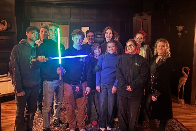 Spooky Ramen Tours - Stop 2: The Witch House, standing outside, Judge Jonathan Corwin in focus